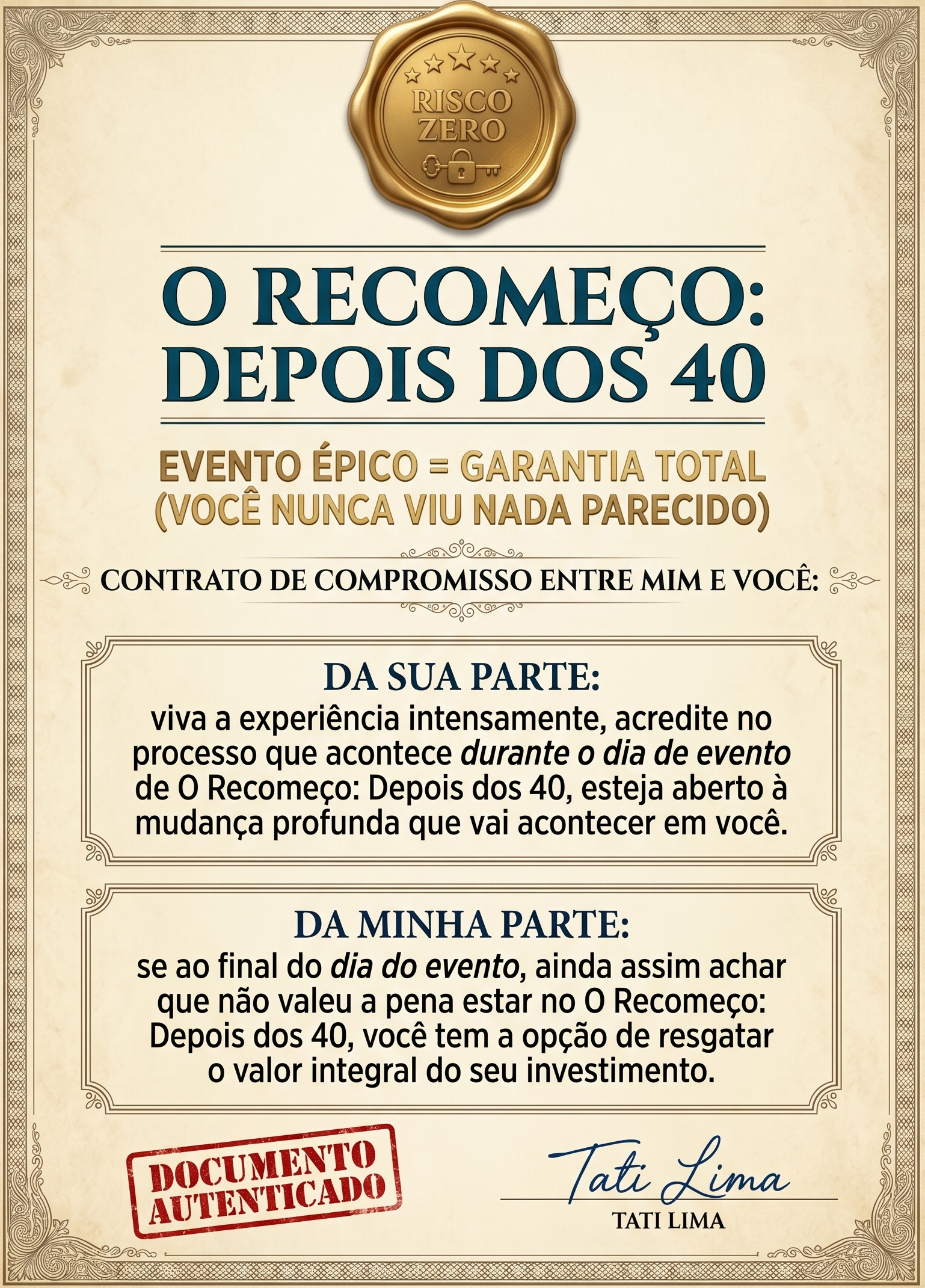 Contrato de garantia — O Recomeço Depois dos 40
